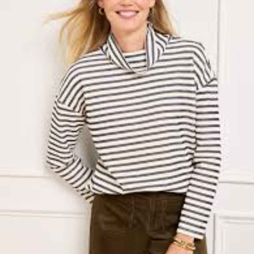 Talbots Plus Relaxed Turtleneck Pullover - Luna Stripe Size 3x NEW